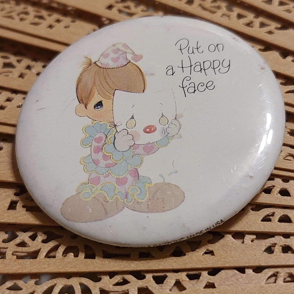Cute Clown Button with Pastel Colors Put On A Happy Face Perfect For Any Purse